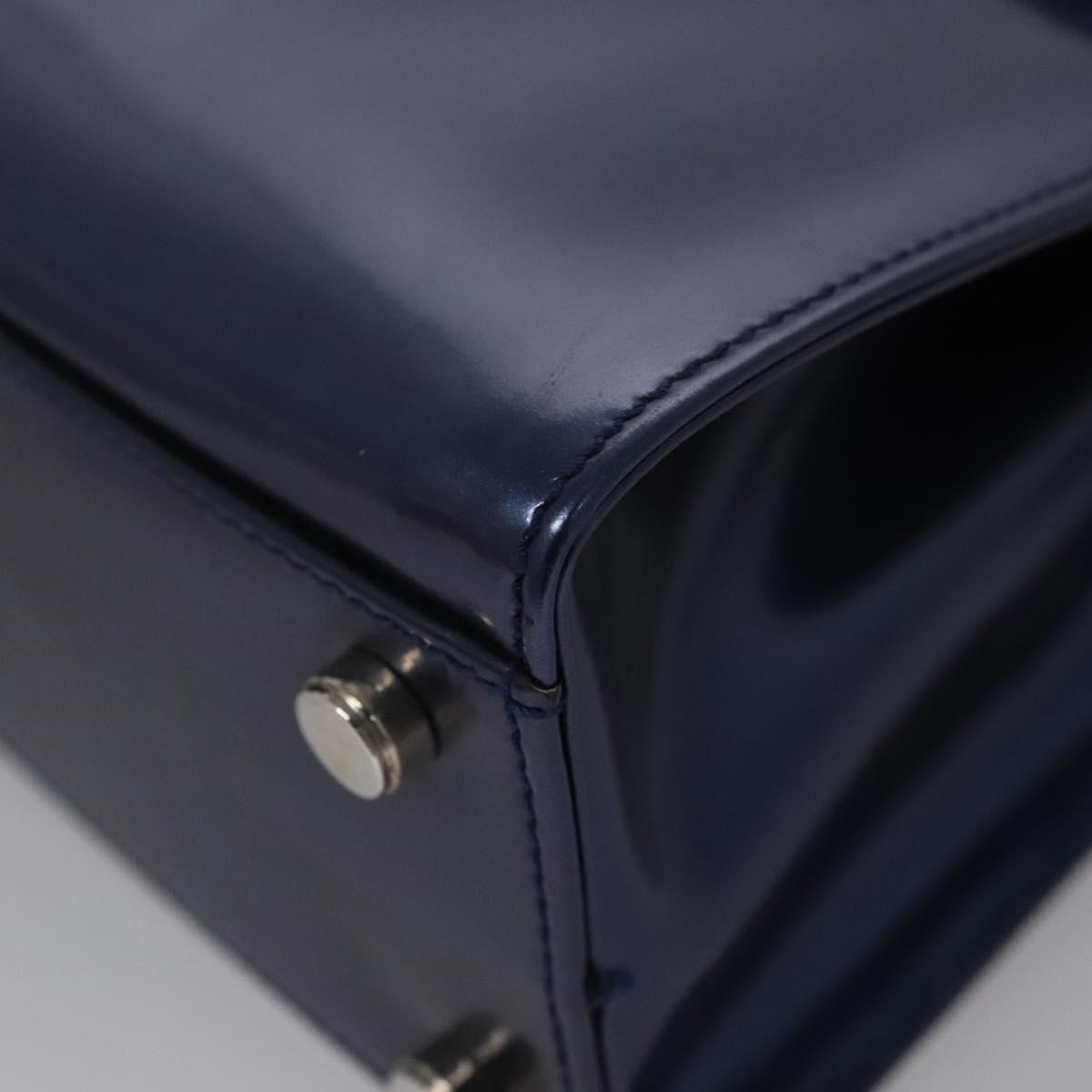 Salvatore Ferragamo Hand Bag Enamel 2way Blue Auth BD197