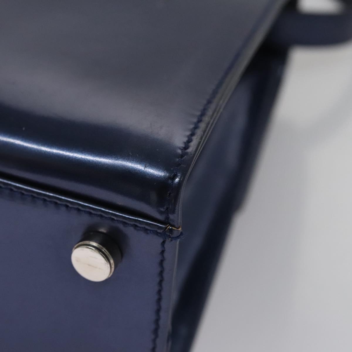 Salvatore Ferragamo Hand Bag Enamel 2way Blue Auth BD197