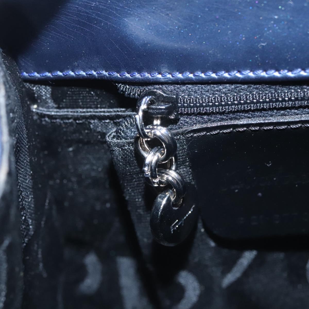 Salvatore Ferragamo Hand Bag Enamel 2way Blue Auth BD197