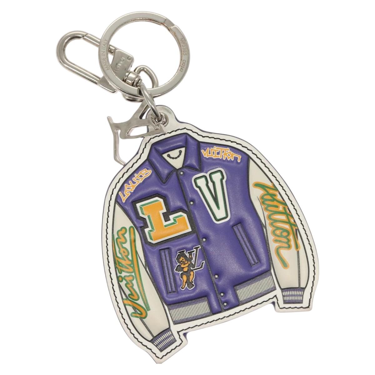 LOUIS VUITTON Porte Cles Varsity Jacket Key Ring Purple MP3385 LV Auth BD1990