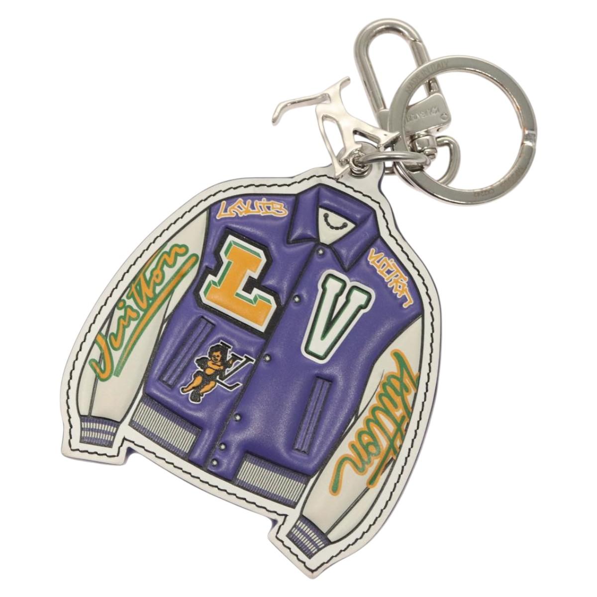 LOUIS VUITTON Porte Cles Varsity Jacket Key Ring Purple MP3385 LV Auth BD1990