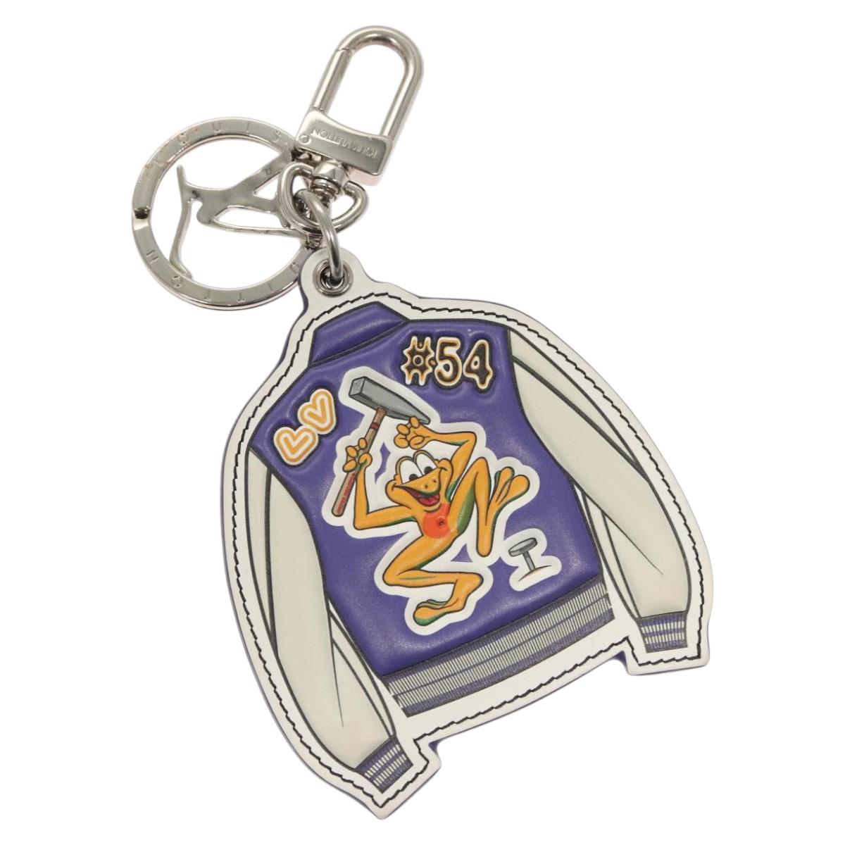 LOUIS VUITTON Porte Cles Varsity Jacket Key Ring Purple MP3385 LV Auth BD1990