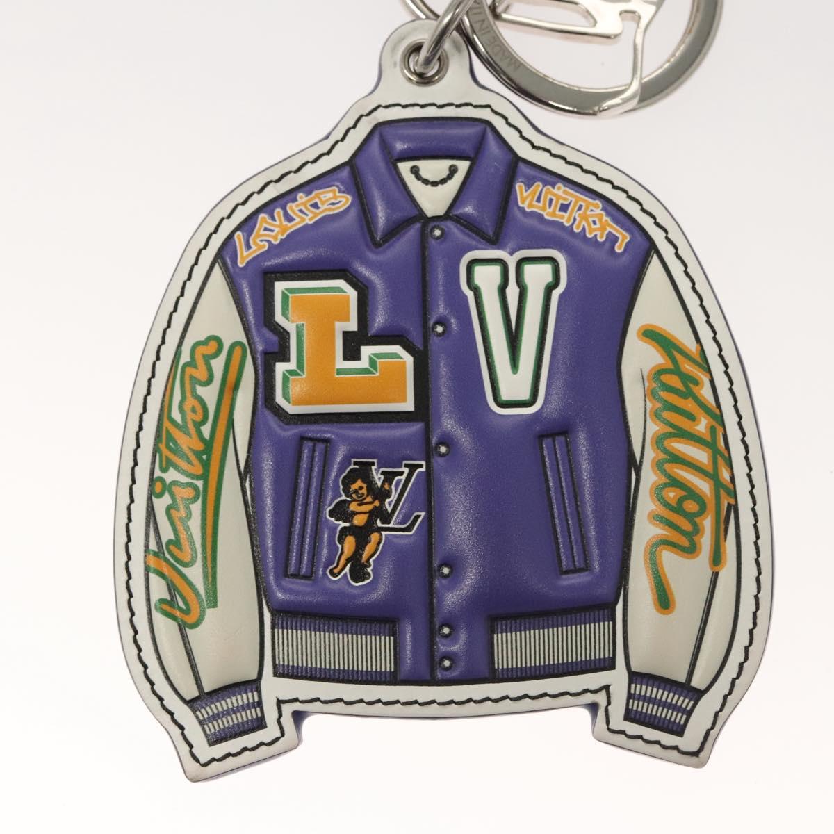 LOUIS VUITTON Porte Cles Varsity Jacket Key Ring Purple MP3385 LV Auth BD1990