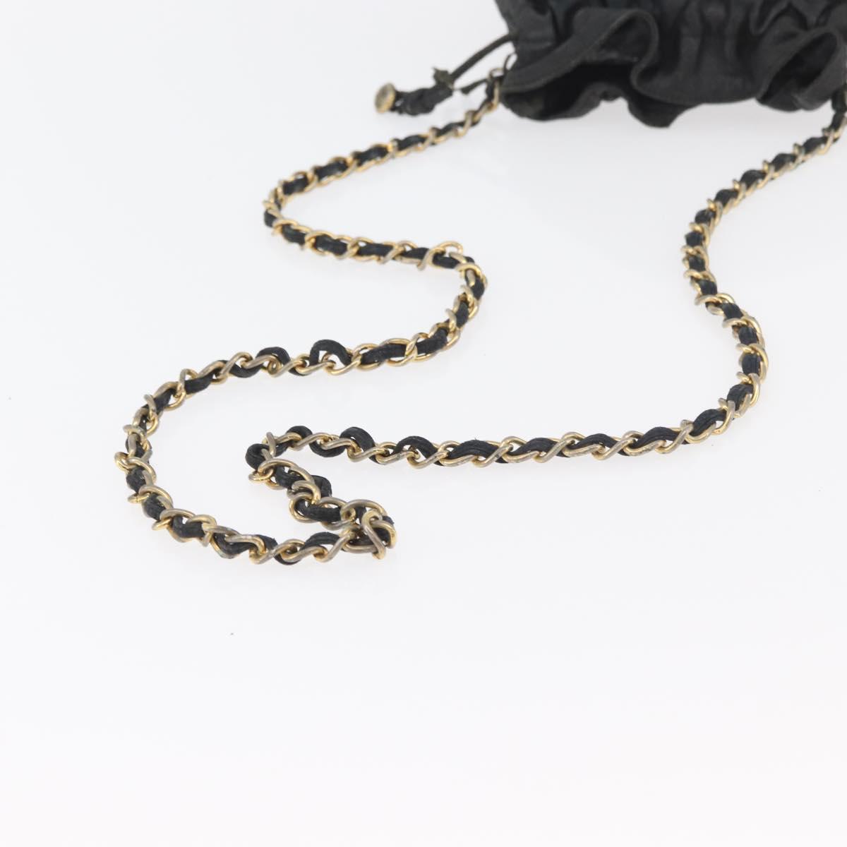 CHANEL Matelasse Chain Shoulder Bag Lamb Skin Black Gold CC Auth BD2003