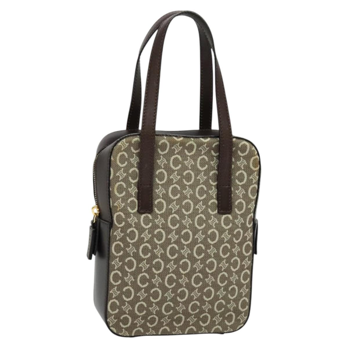 CELINE C Macadam Canvas Hand Bag Beige Gold Auth BD2013