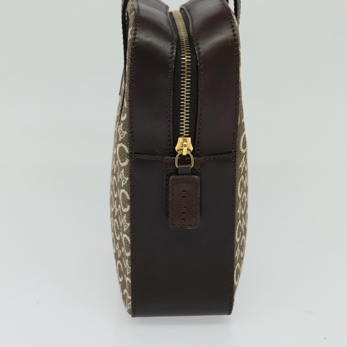 CELINE C Macadam Canvas Hand Bag Beige Gold Auth BD2013