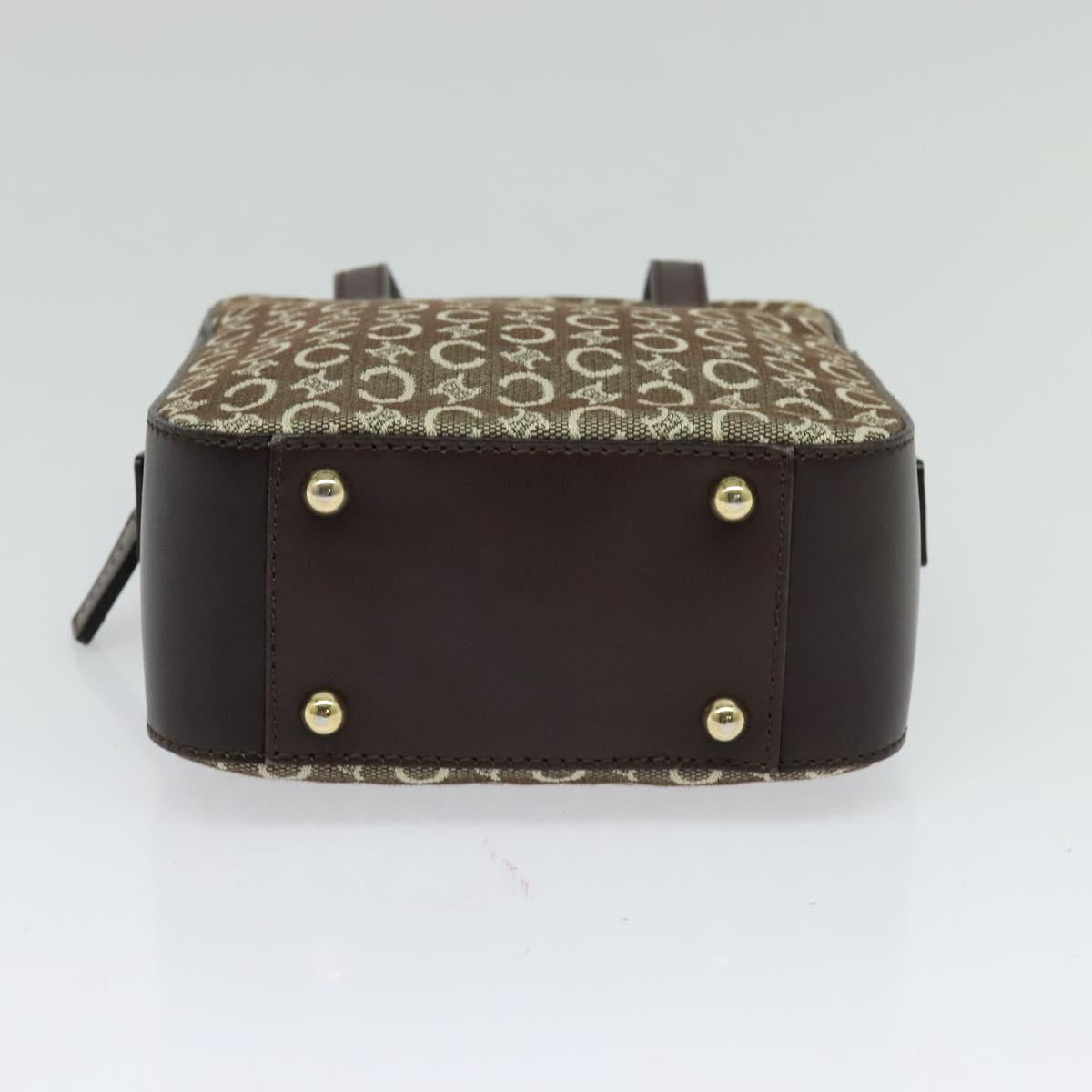 CELINE C Macadam Canvas Hand Bag Beige Gold Auth BD2013