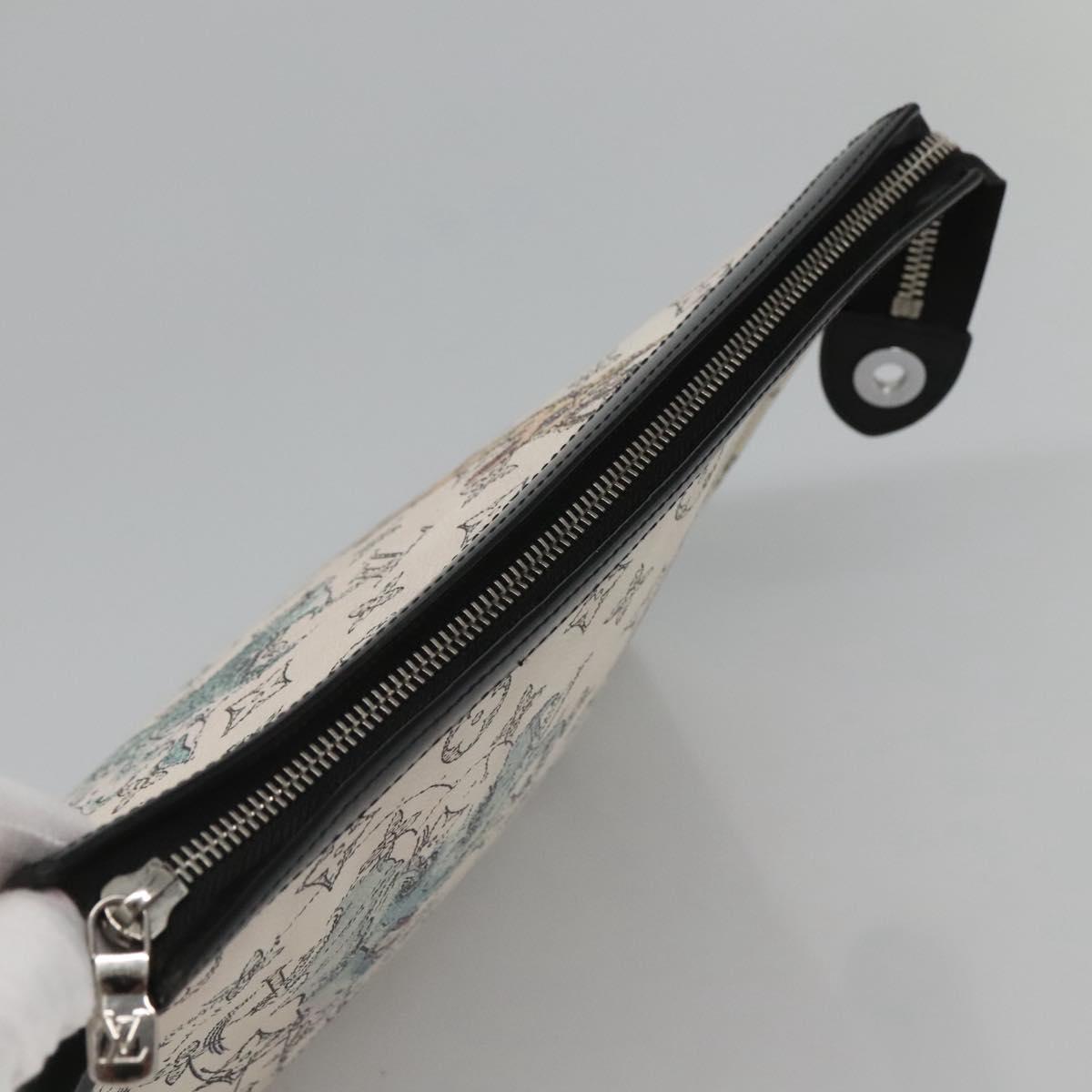 LOUIS VUITTON Monogram Savanna Pochette Voyager MM Clutch Bag White Auth BD2031