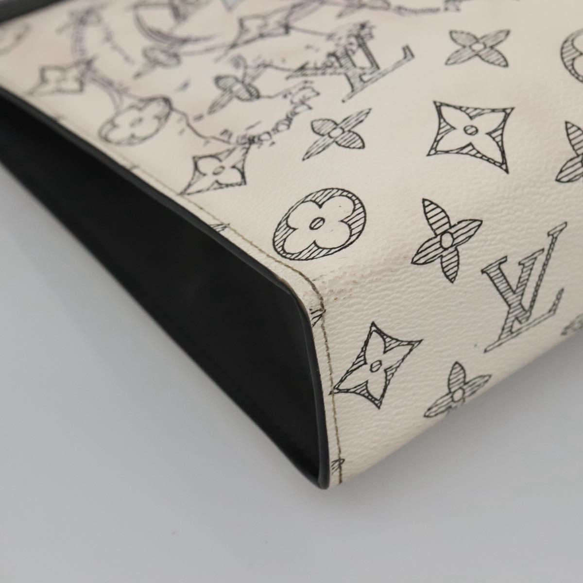 LOUIS VUITTON Monogram Savanna Pochette Voyager MM Clutch Bag White Auth BD2031