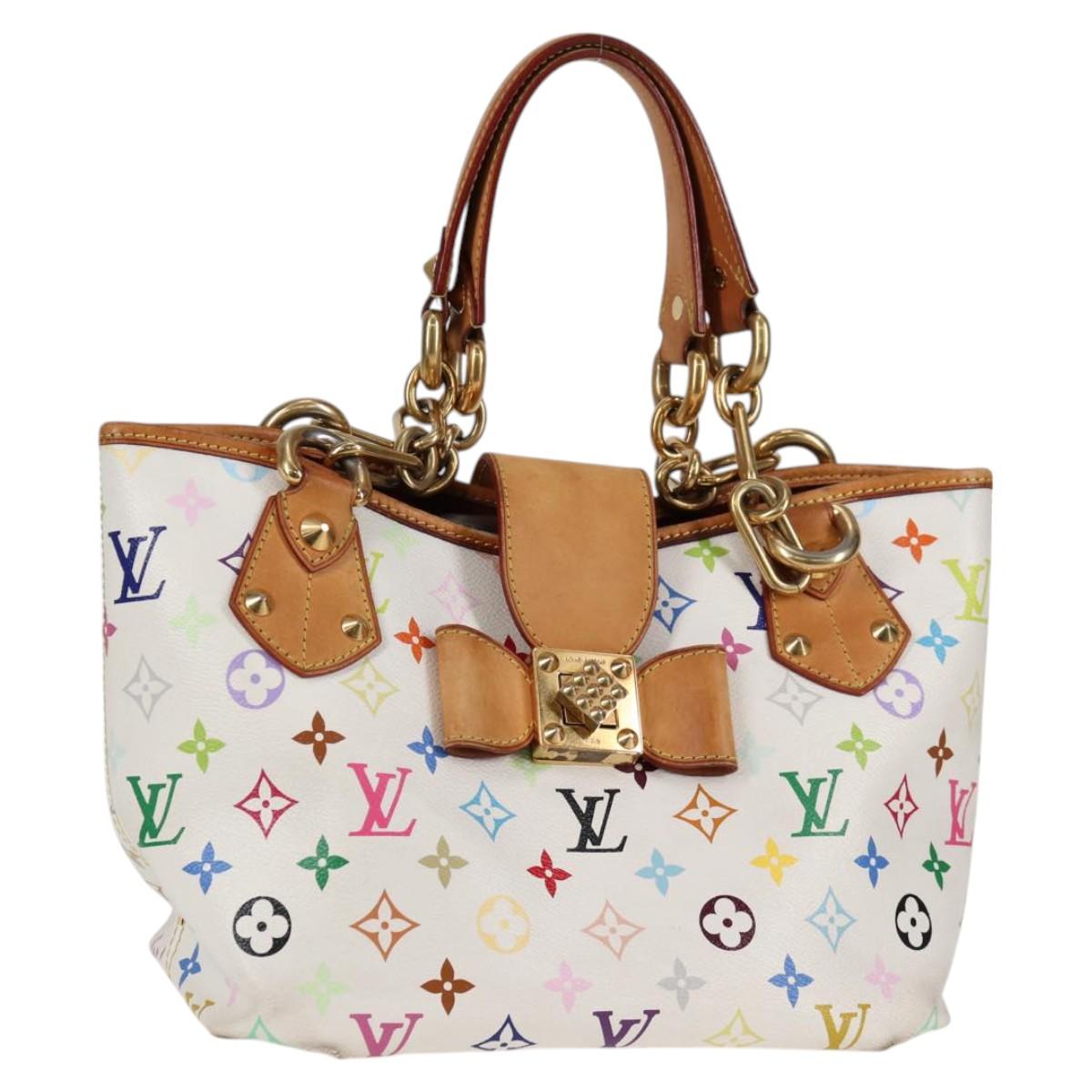 LOUIS VUITTON Monogram Multicolor Annie MM Tote Bag White M40307 LV Auth BD2040