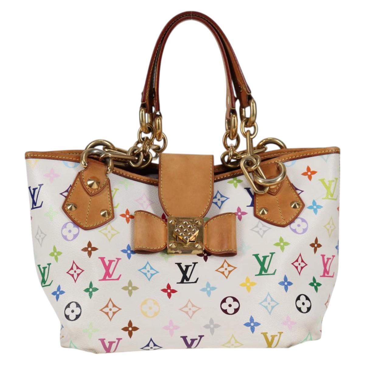 LOUIS VUITTON Monogram Multicolor Annie MM Tote Bag White M40307 LV Auth BD2040