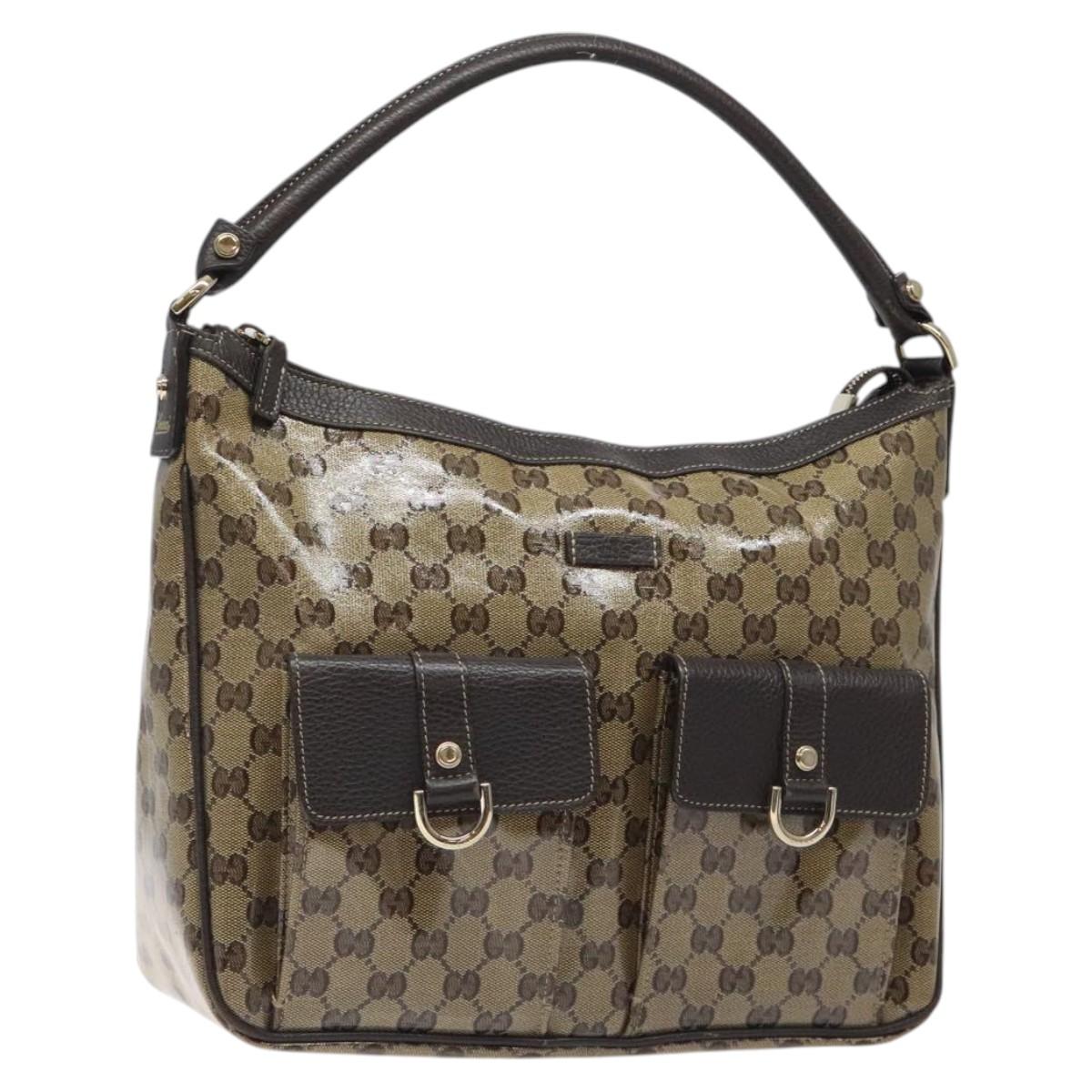 GUCCI GG Crystal Shoulder Bag Coated Canvas Outlet Brown Gold 293581 Auth BD2044