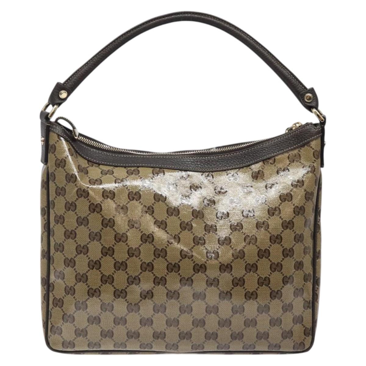 GUCCI GG Crystal Shoulder Bag Coated Canvas Outlet Brown Gold 293581 Auth BD2044