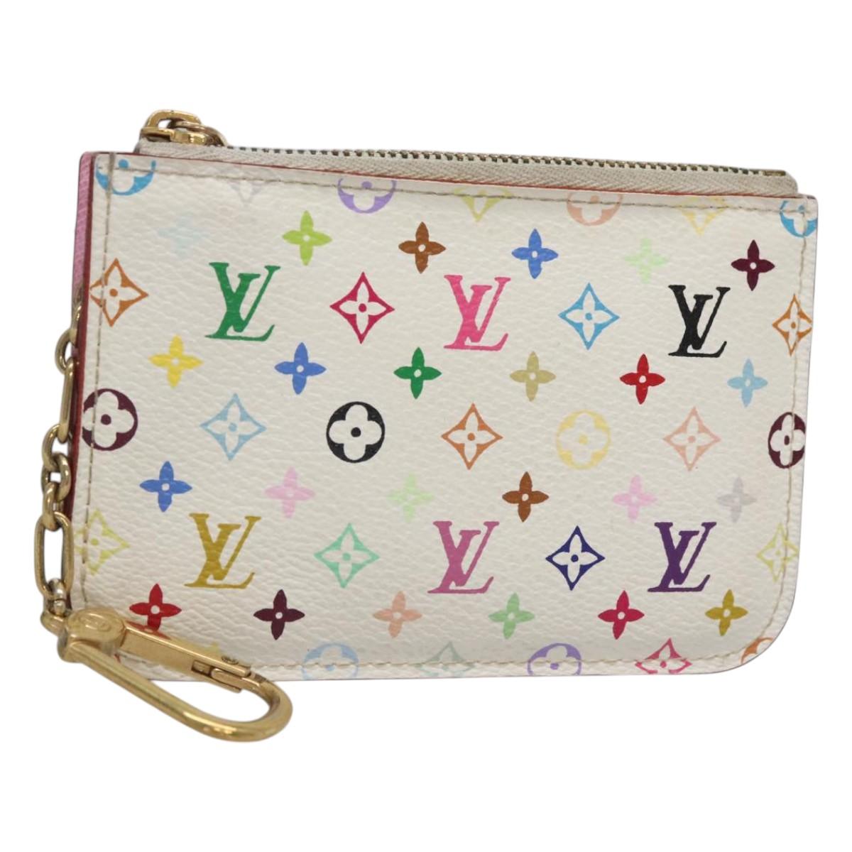 LOUIS VUITTON Monogram Multicolor Pochette Cles NM White M93734 LV Auth BD2068