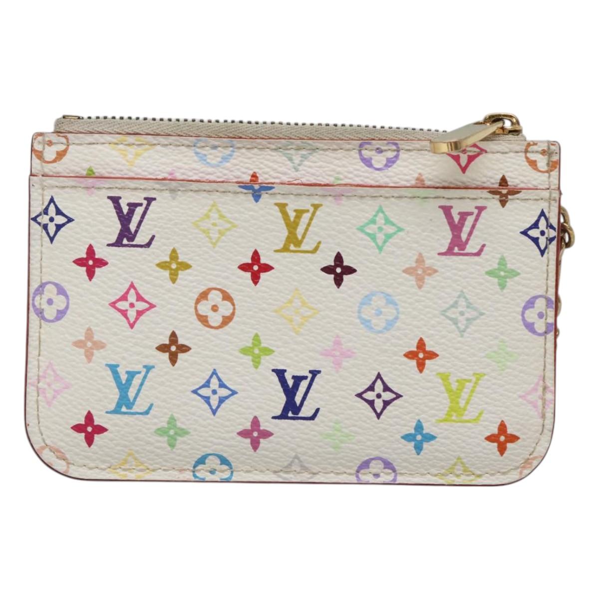 LOUIS VUITTON Monogram Multicolor Pochette Cles NM White M93734 LV Auth BD2068