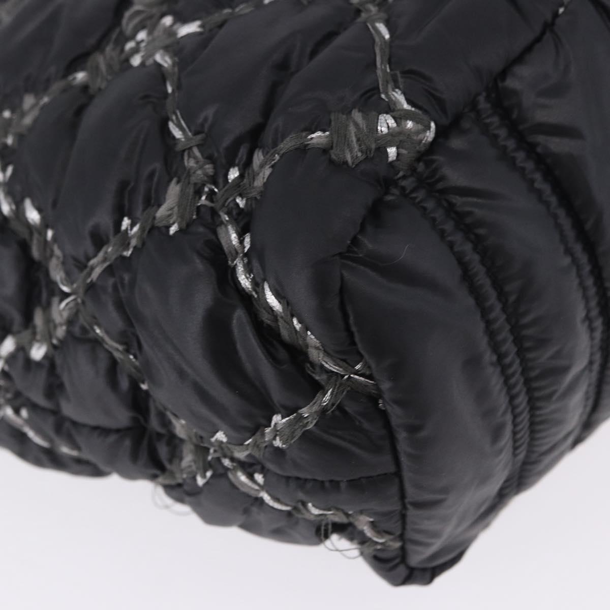 CHANEL Chain Paris Byzantine Shoulder Bag Nylon Black Silver CC Auth BD2076
