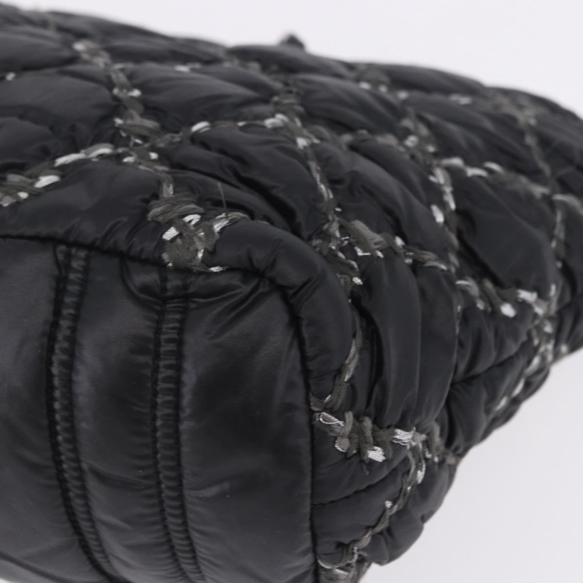CHANEL Chain Paris Byzantine Shoulder Bag Nylon Black Silver CC Auth BD2076