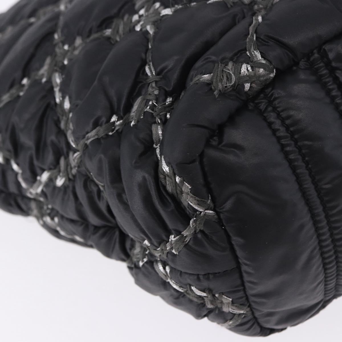 CHANEL Chain Paris Byzantine Shoulder Bag Nylon Black Silver CC Auth BD2076