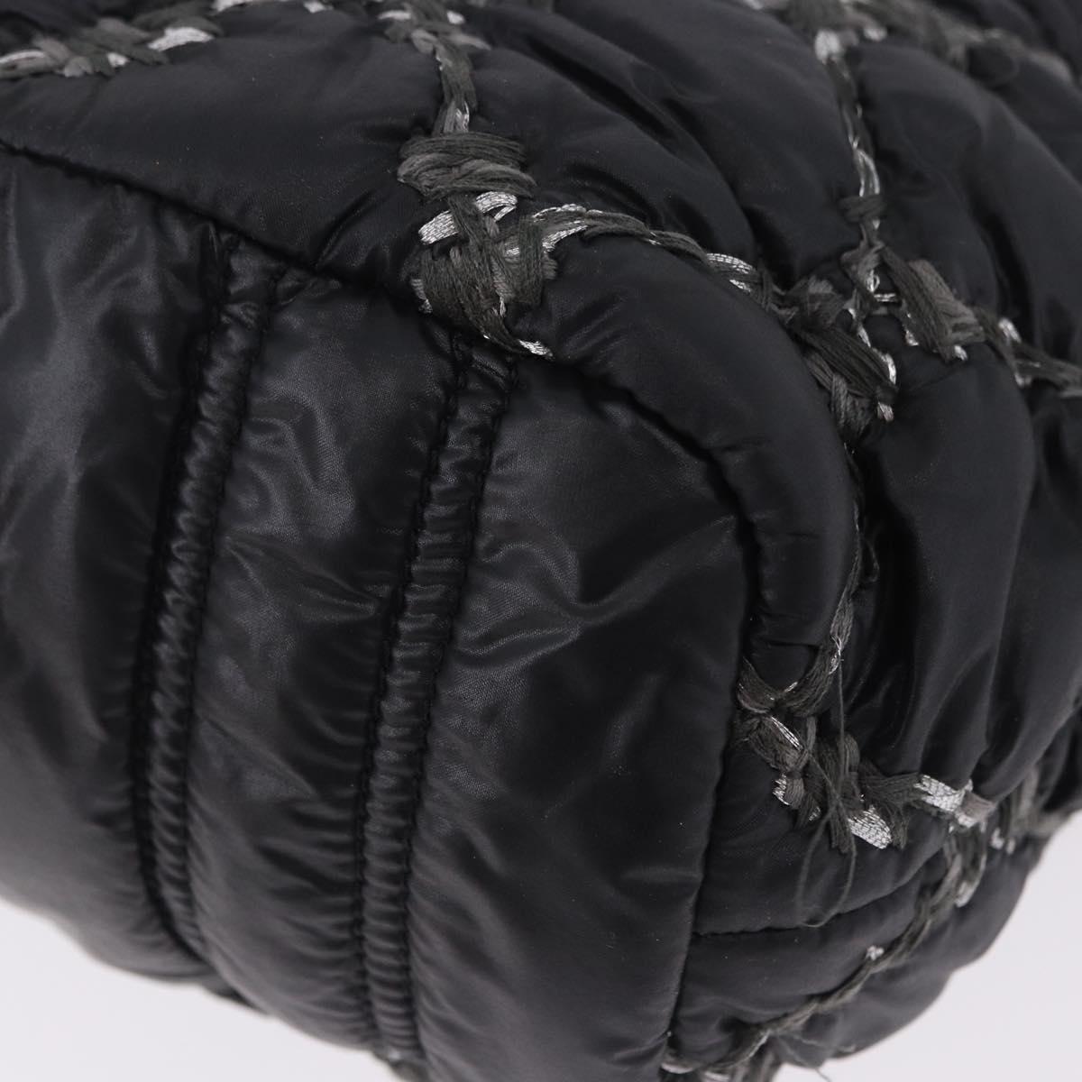 CHANEL Chain Paris Byzantine Shoulder Bag Nylon Black Silver CC Auth BD2076