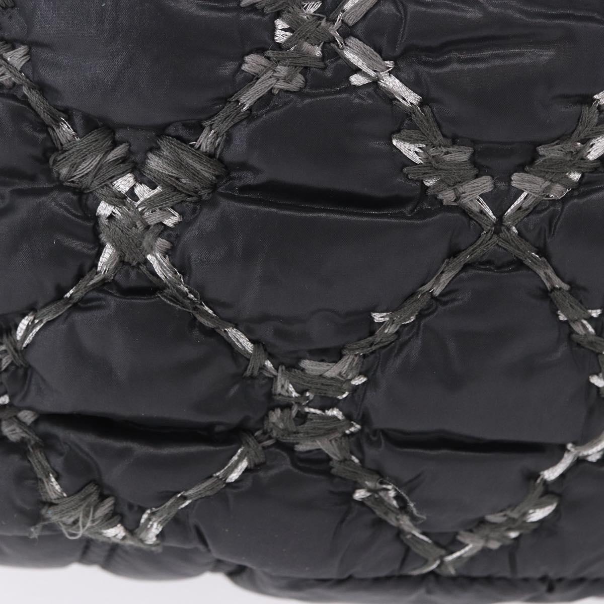 CHANEL Chain Paris Byzantine Shoulder Bag Nylon Black Silver CC Auth BD2076