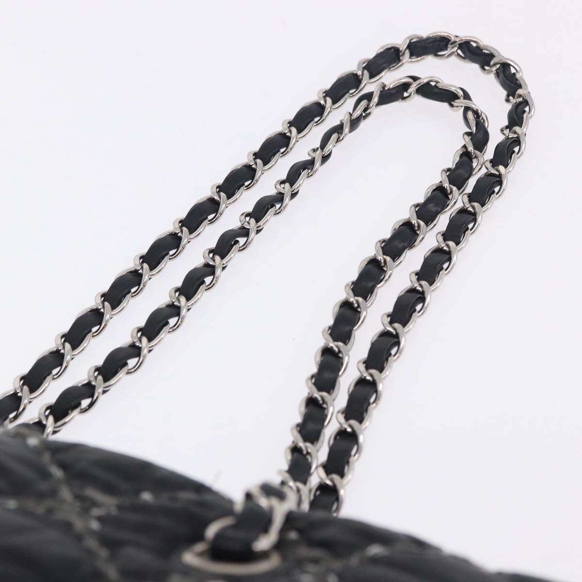 CHANEL Chain Paris Byzantine Shoulder Bag Nylon Black Silver CC Auth BD2076