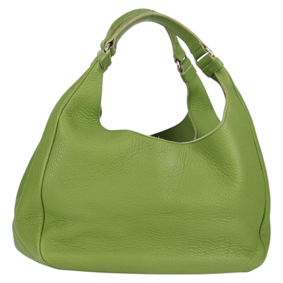 BOTTEGA VENETA Shoulder Bag Leather Green Silver Auth BD2078V