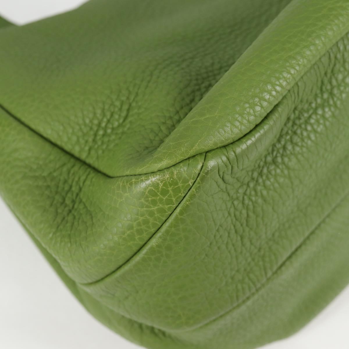 BOTTEGA VENETA Shoulder Bag Leather Green Silver Auth BD2078V