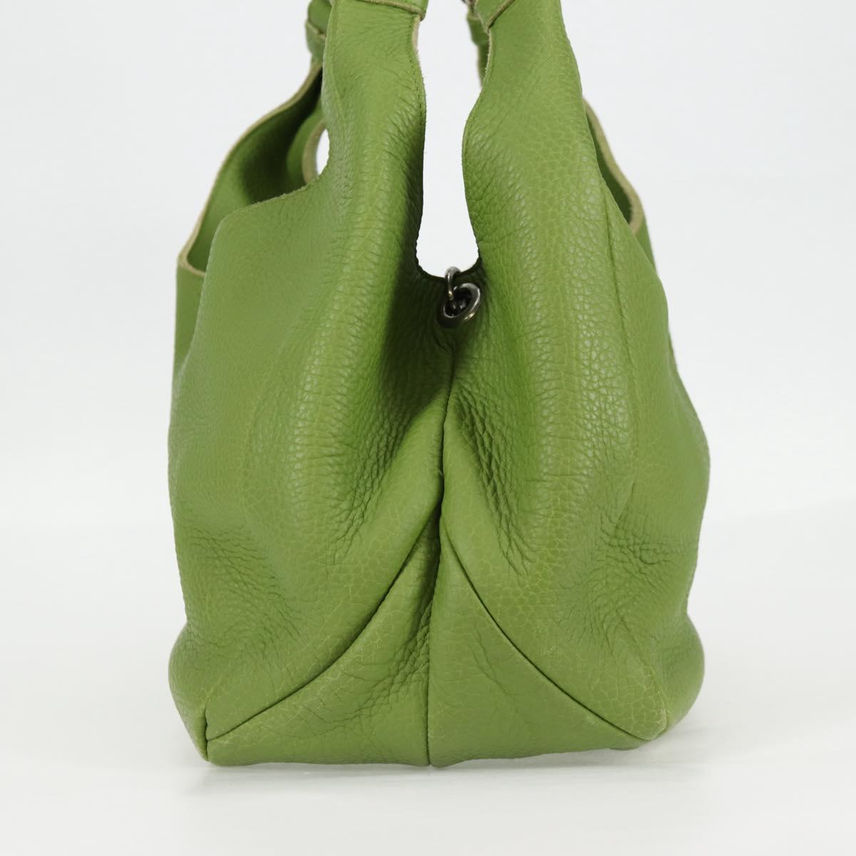 BOTTEGA VENETA Shoulder Bag Leather Green Silver Auth BD2078V