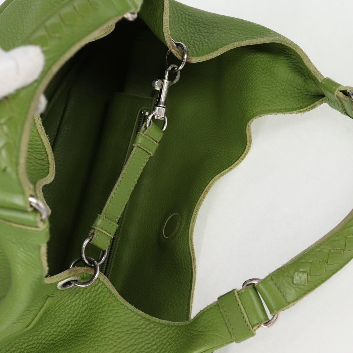 BOTTEGA VENETA Shoulder Bag Leather Green Silver Auth BD2078V