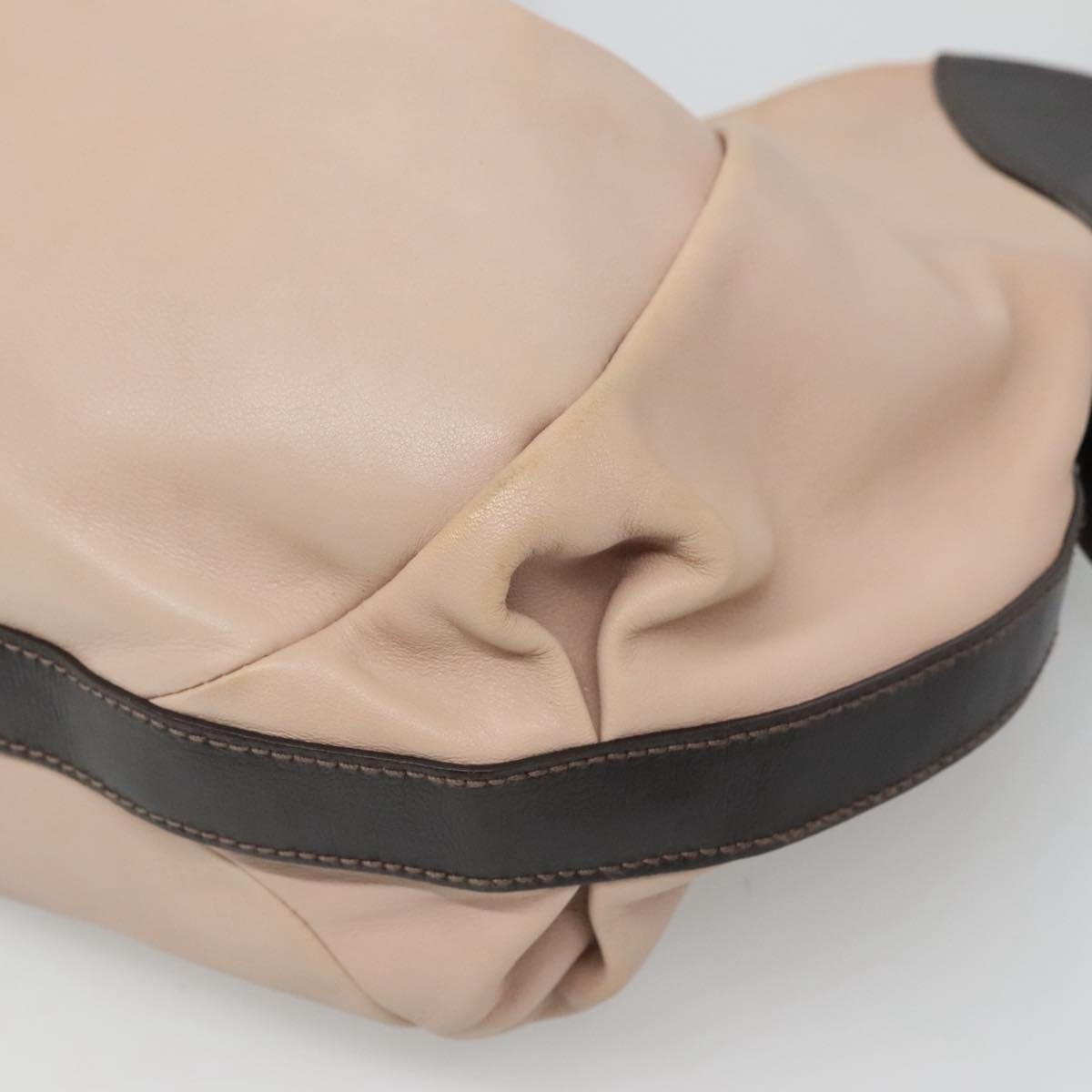Salvatore Ferragamo Gancini Hobo Shoulder Bag Leather Beige Gold Auth BD2083