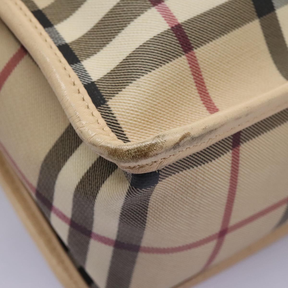 BURBERRY Nova Check Shoulder Bag PVC Beige Auth BD210