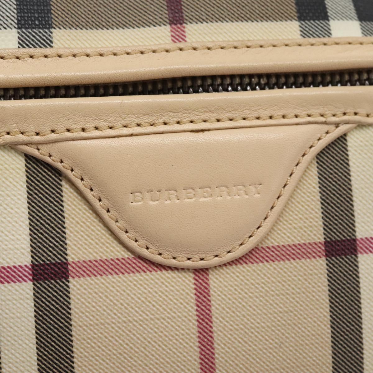 BURBERRY Nova Check Shoulder Bag PVC Beige Auth BD210