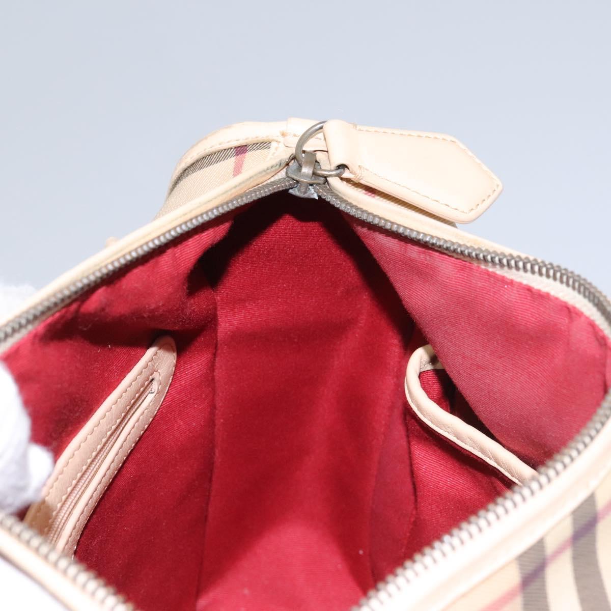 BURBERRY Nova Check Shoulder Bag PVC Beige Auth BD210