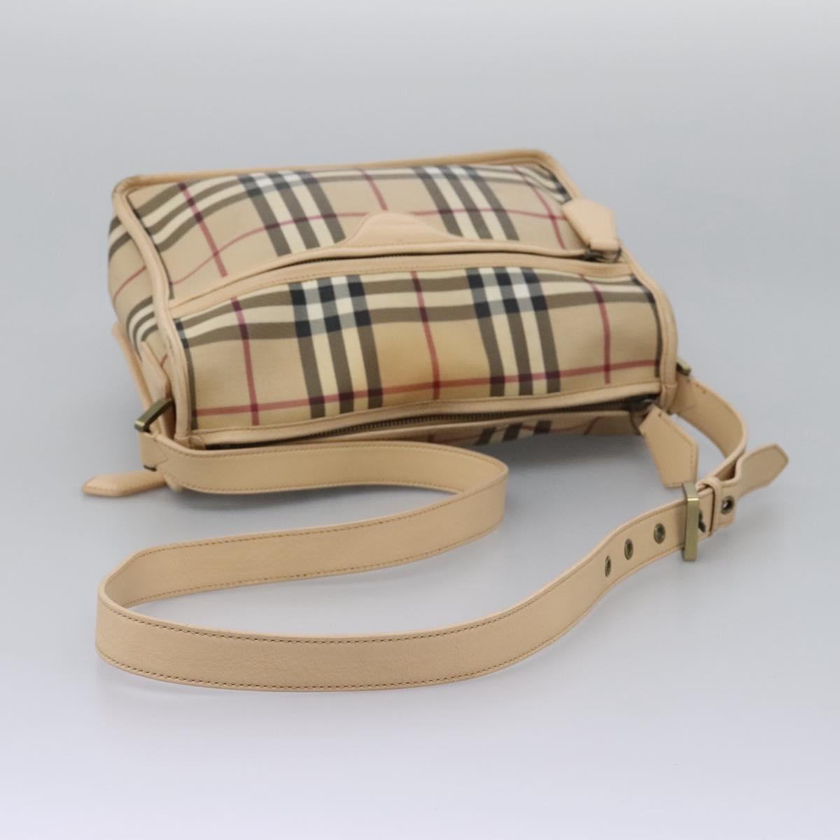 BURBERRY Nova Check Shoulder Bag PVC Beige Auth BD210