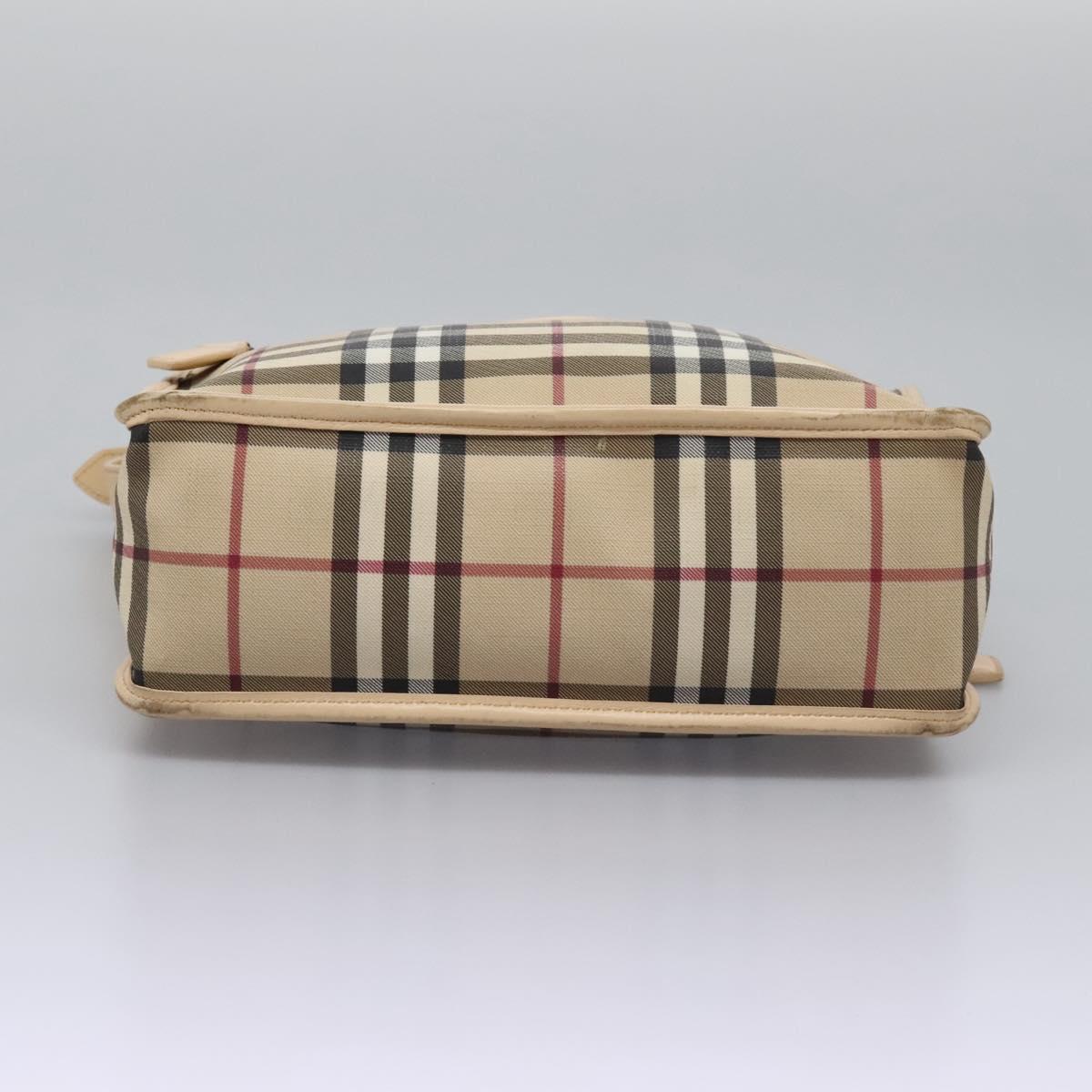 BURBERRY Nova Check Shoulder Bag PVC Beige Auth BD210