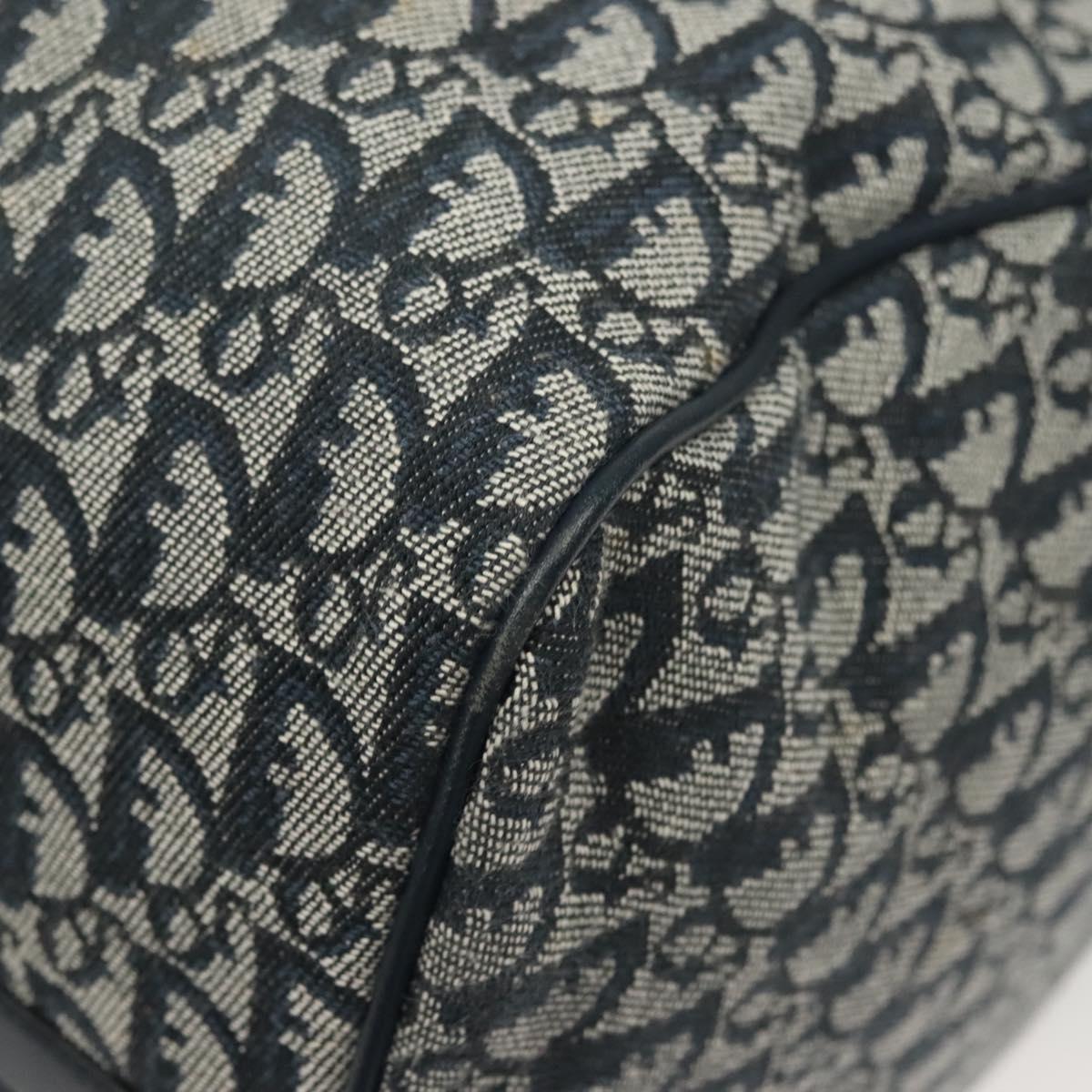Christian Dior Trotter Canvas Boston Bag 2way Navy Gold Auth BD2104SAV