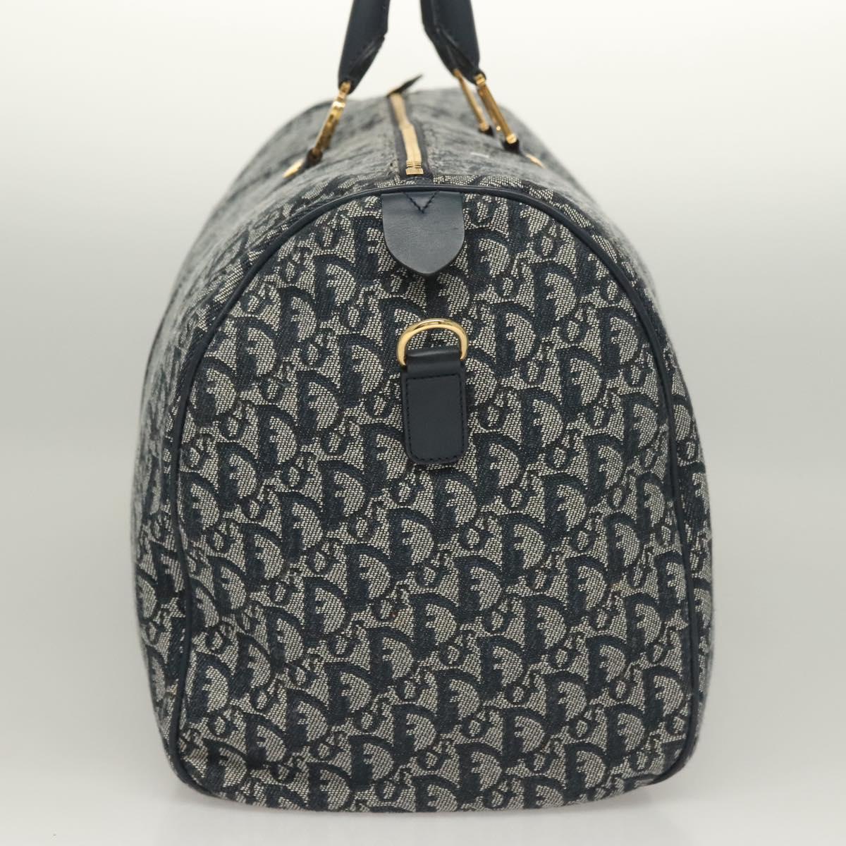 Christian Dior Trotter Canvas Boston Bag 2way Navy Gold Auth BD2104SAV