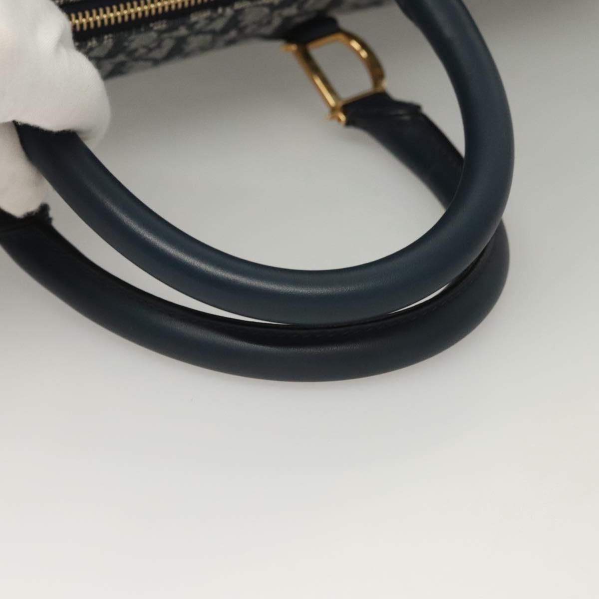 Christian Dior Trotter Canvas Boston Bag 2way Navy Gold Auth BD2104SAV