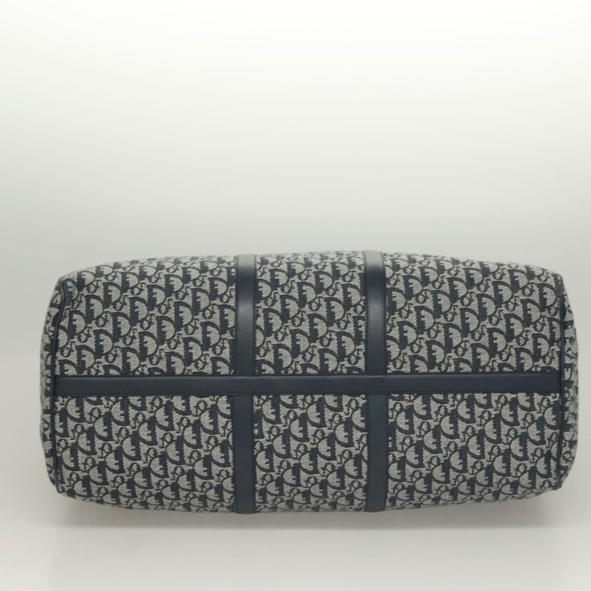 Christian Dior Trotter Canvas Boston Bag 2way Navy Gold Auth BD2104SAV