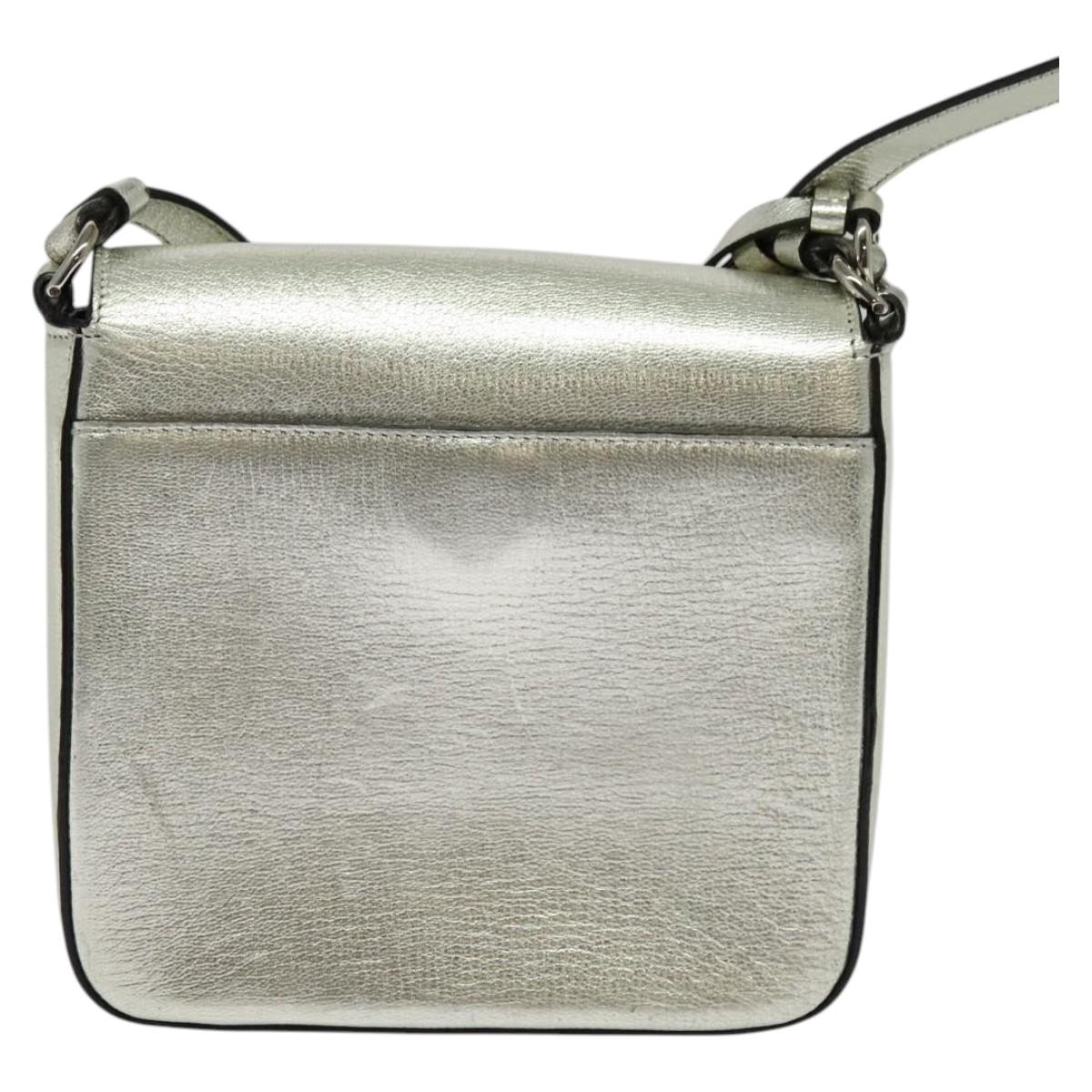 Salvatore Ferragamo Gancini Bag Leather Champagne Gold Silver Auth BD2119