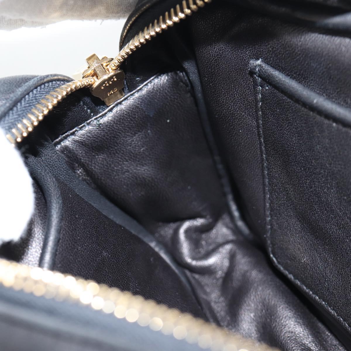 PRADA Ribbon Shoulder Bag Leather Black Gold Auth BD2127V