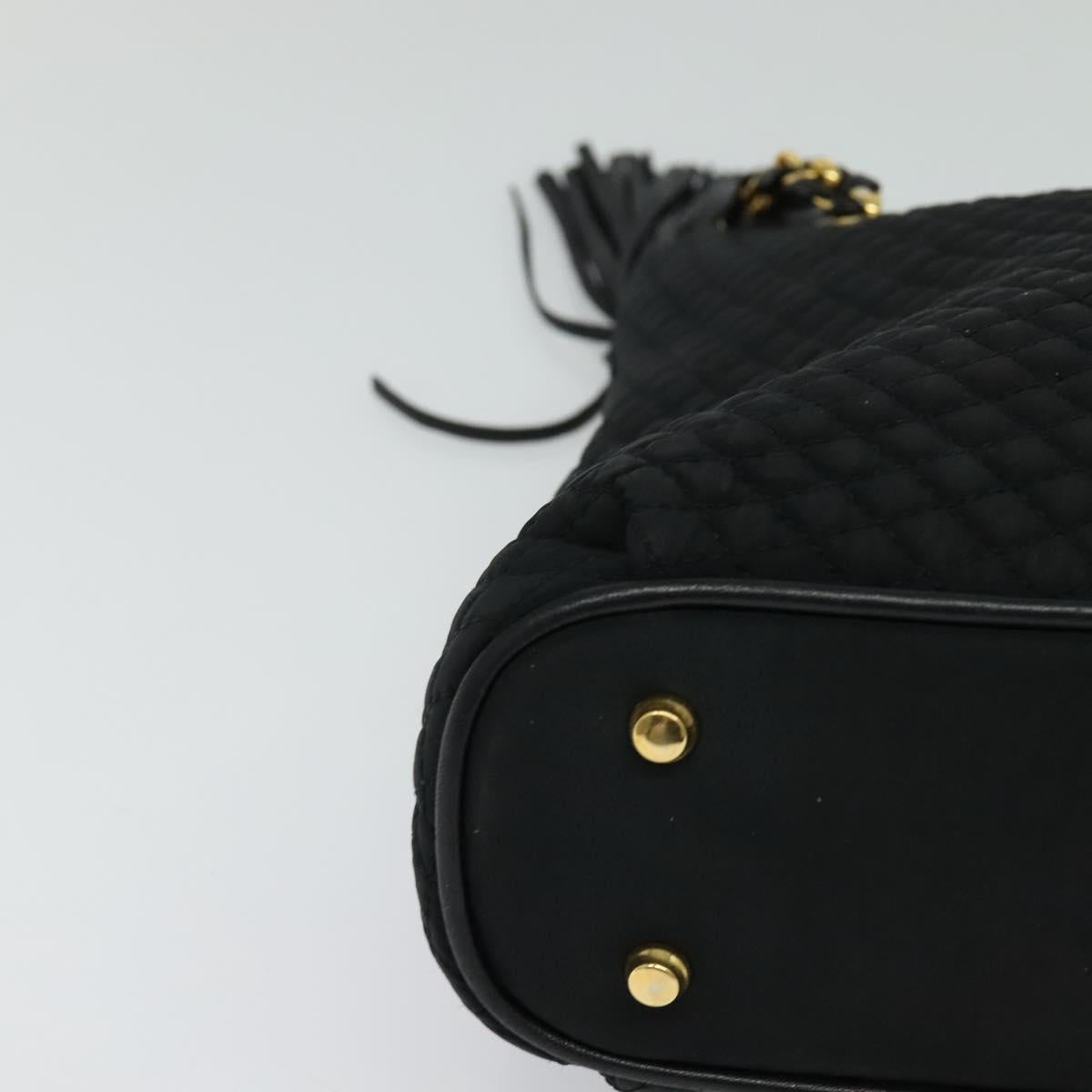 BALLY Chain Shoulder Bag Nylon Black Gold Auth BD2129