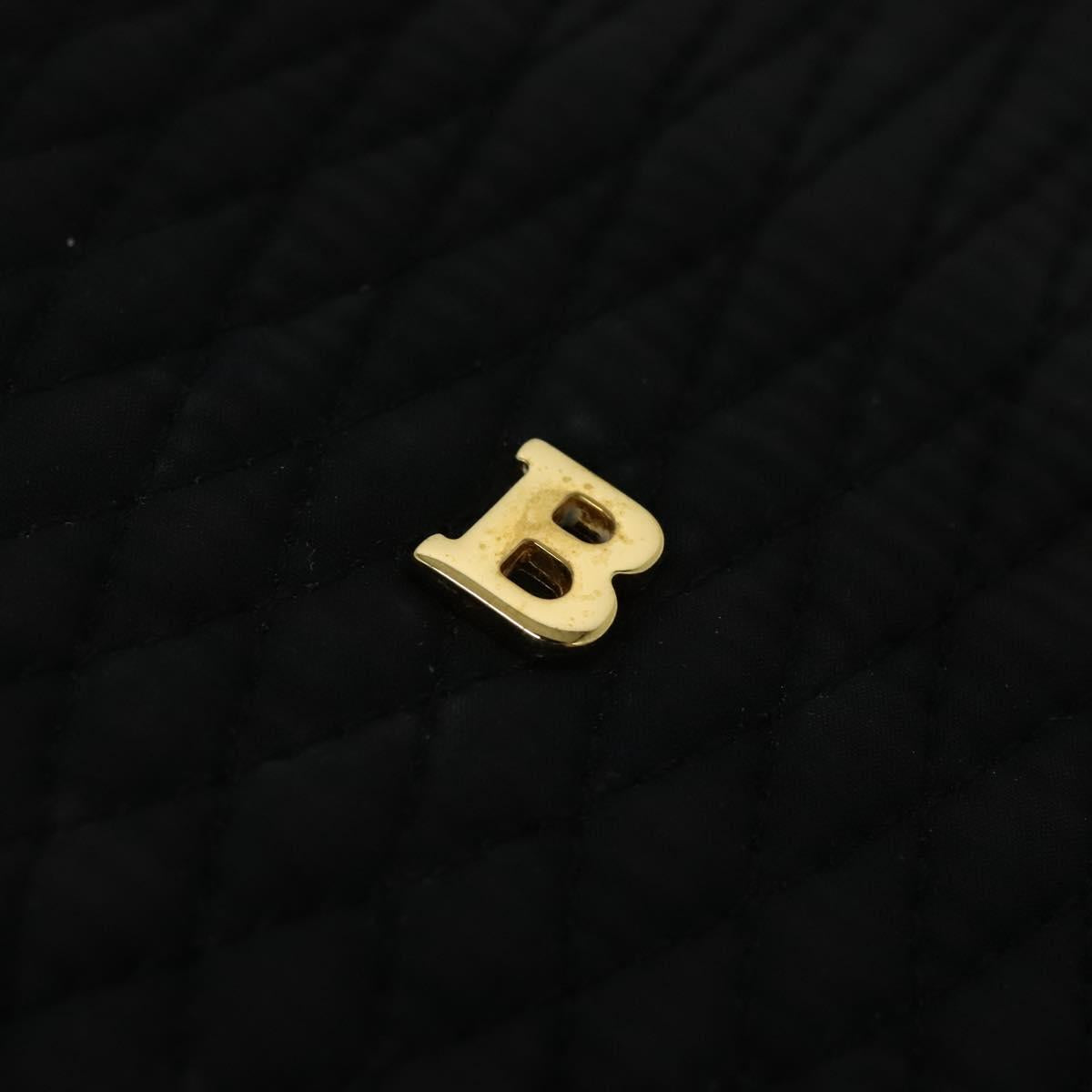 BALLY Chain Shoulder Bag Nylon Black Gold Auth BD2129