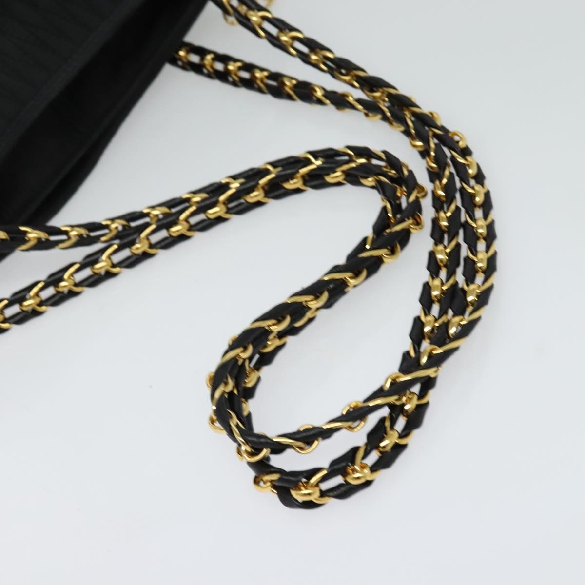 BALLY Chain Shoulder Bag Nylon Black Gold Auth BD2129