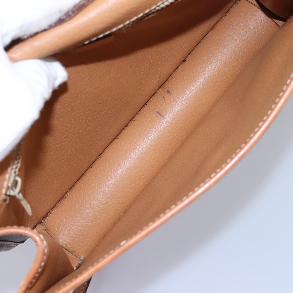 CELINE Macadam Canvas Shoulder Bag PVC Leather Brown Gold Auth BD213