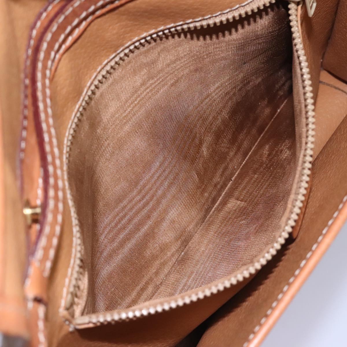 CELINE Macadam Canvas Shoulder Bag PVC Leather Brown Gold Auth BD213