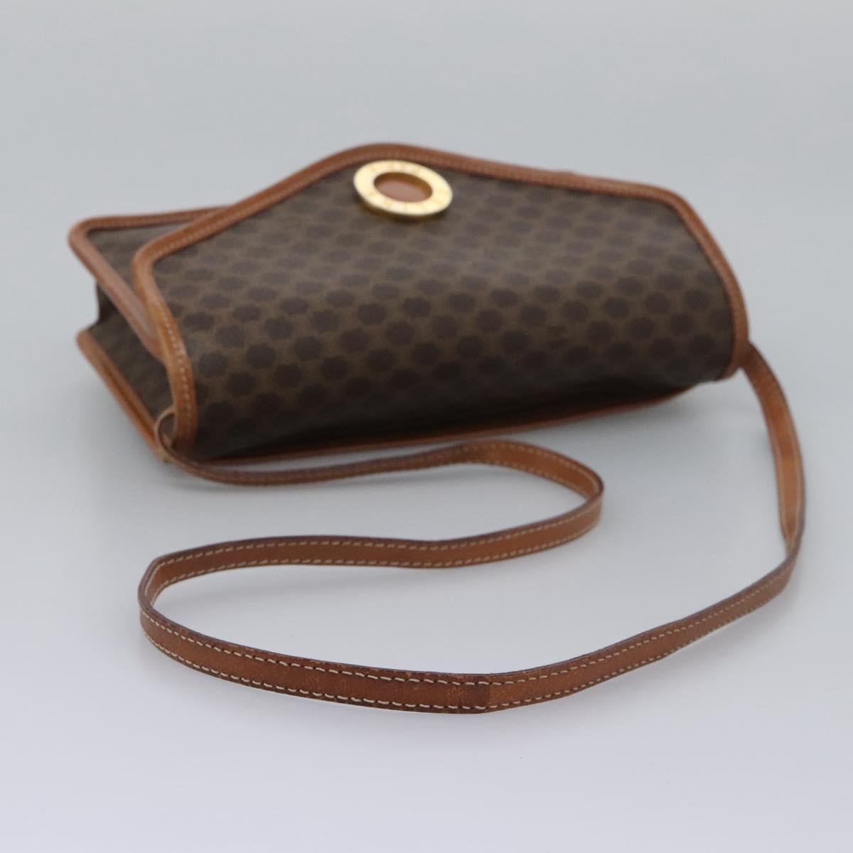 CELINE Macadam Canvas Shoulder Bag PVC Leather Brown Gold Auth BD213