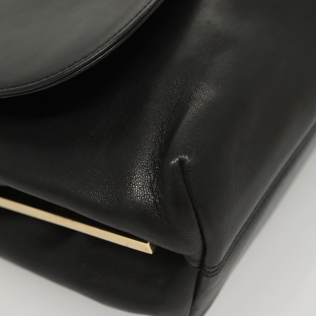 Salvatore Ferragamo Hand Bag Leather Black Gold Auth BD2131