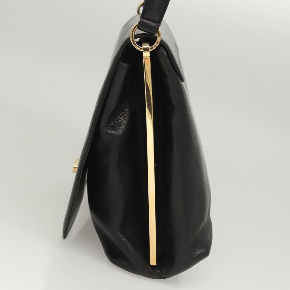 Salvatore Ferragamo Hand Bag Leather Black Gold Auth BD2131