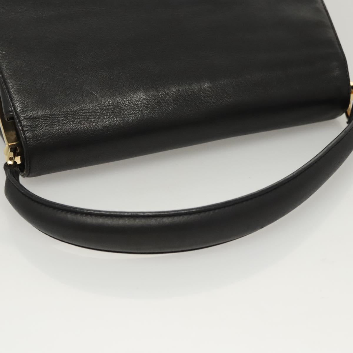 Salvatore Ferragamo Hand Bag Leather Black Gold Auth BD2131